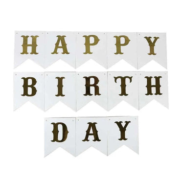 Happy Birthday Hanging Banner - White (60003) The Stationers